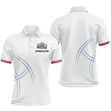 Polo Pétanque Équipe Personnalisé - Style Français Blanc - Polo Homme