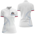 Polo Pétanque Équipe Personnalisé - Style Français Blanc - Polo Zippé Femme