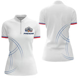 Polo Pétanque Équipe Personnalisé - Style Français Blanc - Polo Zippé Femme