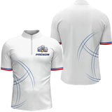 Polo Pétanque Équipe Personnalisé - Style Français Blanc - Polo Zippé Homme