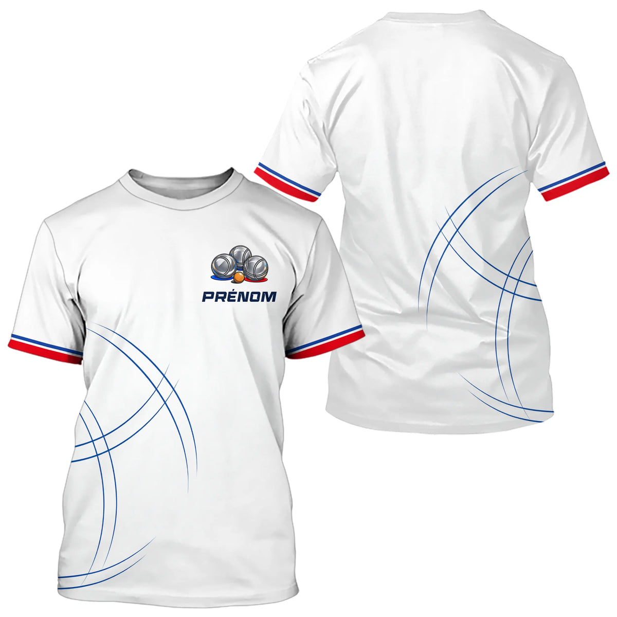 Polo Pétanque Équipe Personnalisé - Style Français Blanc - T-Shirt Homme