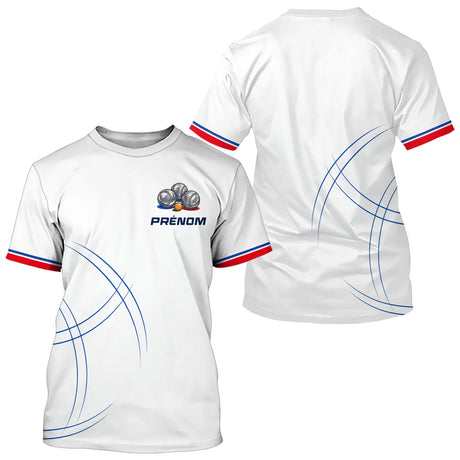 Polo Pétanque Équipe Personnalisé - Style Français Blanc - T-Shirt Homme