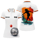 Polo Pétanque Équipe Tournoi Blanc - Motif Boulistes - Polo Femme
