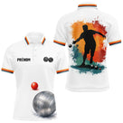 Polo Pétanque Équipe Tournoi Blanc - Motif Boulistes - Polo Homme