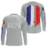 Polo Papa Pêcheur Personnalisé - Design Drapeau France - Long Sleeves Homme