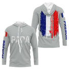 Polo Papa Pêcheur Personnalisé - Design Drapeau France - Long Sleeves Hoodie Homme
