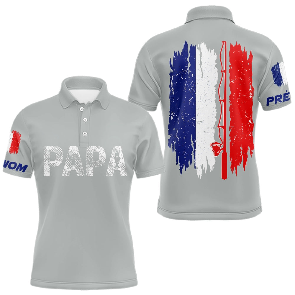 Polo Papa Pêcheur Personnalisé - Design Drapeau France - Polo Homme