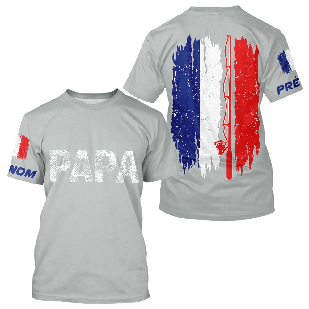 Polo Papa Pêcheur Personnalisé - Design Drapeau France - T-Shirt Homme