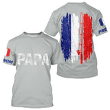 Polo Papa Pêcheur Personnalisé - Design Drapeau France - T-Shirt Homme