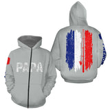 Polo Papa Pêcheur Personnalisé - Design Drapeau France - Zippé Hoodie Homme