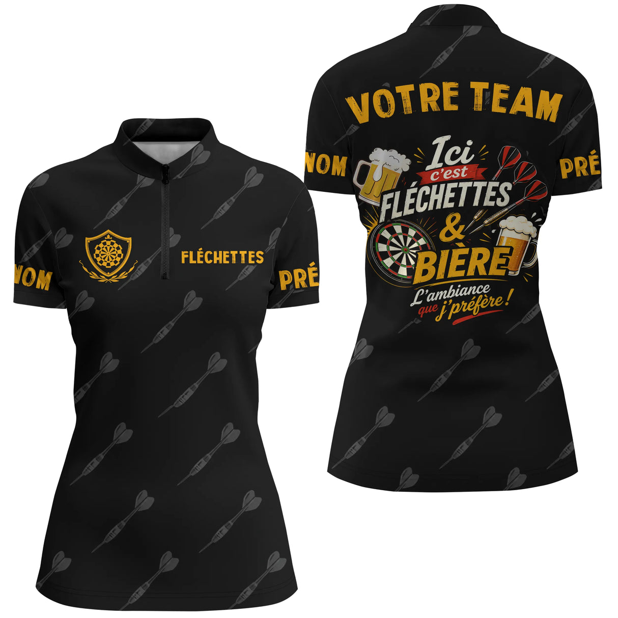 Polo Passion Fléchettes & Bière – Style Vintage Sportif - Polo Zippé Femme
