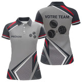 Polo Passion Pétanque Homme Femme - Personnalisé Gris & Rouge - Polo Femme