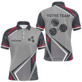 Polo Passion Pétanque Homme Femme - Personnalisé Gris & Rouge - Polo Homme