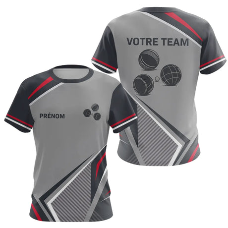 Polo Passion Pétanque Homme Femme - Personnalisé Gris & Rouge - T-Shirt Femme