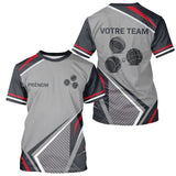 Polo Passion Pétanque Homme Femme - Personnalisé Gris & Rouge - T-Shirt Homme