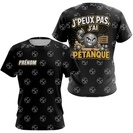 Polo Passion Pétanque Noir Jaune - J'Peux Pas Personnalisable - T-Shirt Femme
