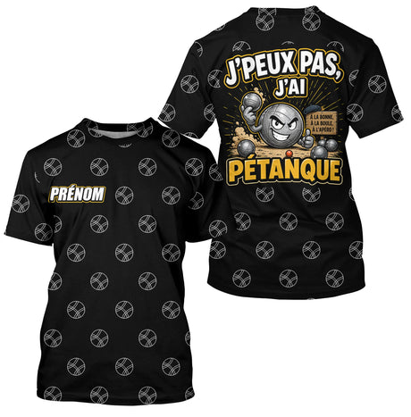 Polo Passion Pétanque Noir Jaune - J'Peux Pas Personnalisable - T-Shirt Homme