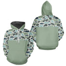 Polo Pecheur Homme Vert Sauge - Motif Camouflage Poisson - Hoodie Homme