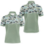 Polo Pecheur Homme Vert Sauge - Motif Camouflage Poisson - Polo Homme