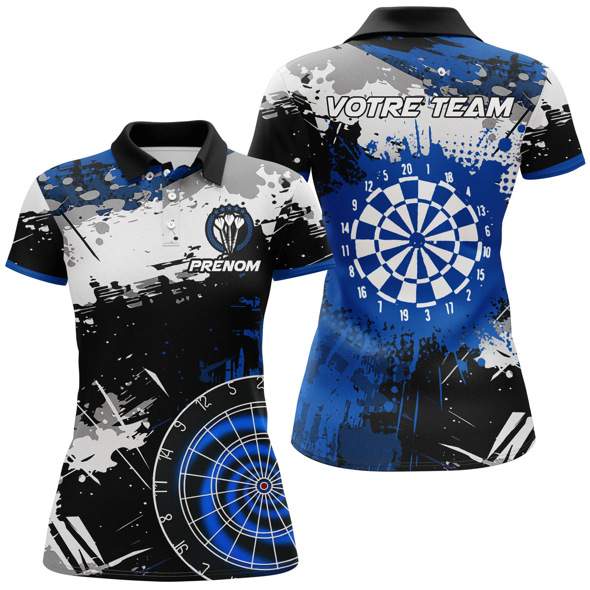 Polo Sport Fléchettes – Cible Bleu Royal & Effet Peinture - Polo Femme