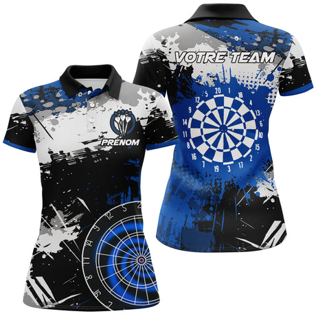 Polo Sport Fléchettes – Cible Bleu Royal & Effet Peinture - Polo Femme