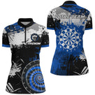 Polo Sport Fléchettes – Cible Bleu Royal & Effet Peinture - Polo Zippé Femme