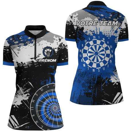 Polo Sport Fléchettes – Cible Bleu Royal & Effet Peinture - Polo Zippé Femme