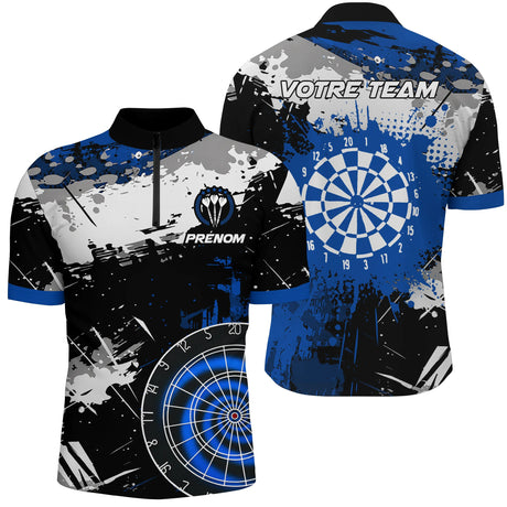 Polo Sport Fléchettes – Cible Bleu Royal & Effet Peinture - Polo Zippé Homme