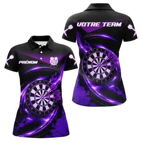 Polo Sport Fléchettes Personnalisé - Noir Violet Performance - Polo Femme