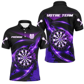 Polo Sport Fléchettes Personnalisé - Noir Violet Performance - Polo Homme