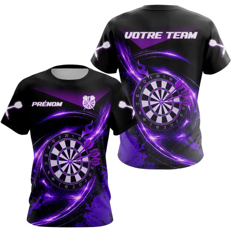 Polo Sport Fléchettes Personnalisé - Noir Violet Performance - T-Shirt Femme