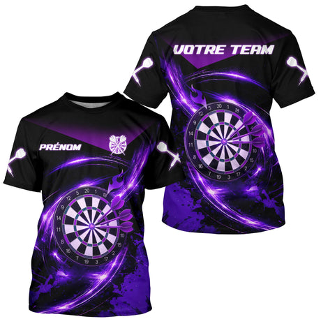 Polo Sport Fléchettes Personnalisé - Noir Violet Performance - T-Shirt Homme