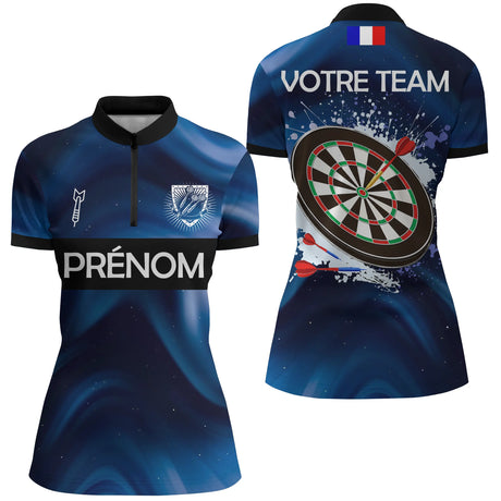 Polo Sport Fléchettes Personnalisé – Bleu Marine Éclatant - Polo Zippé Femme