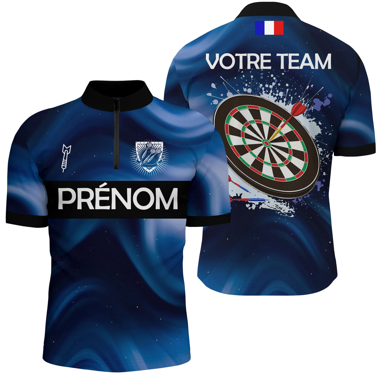Polo Sport Fléchettes Personnalisé – Bleu Marine Éclatant - Polo Zippé Homme
