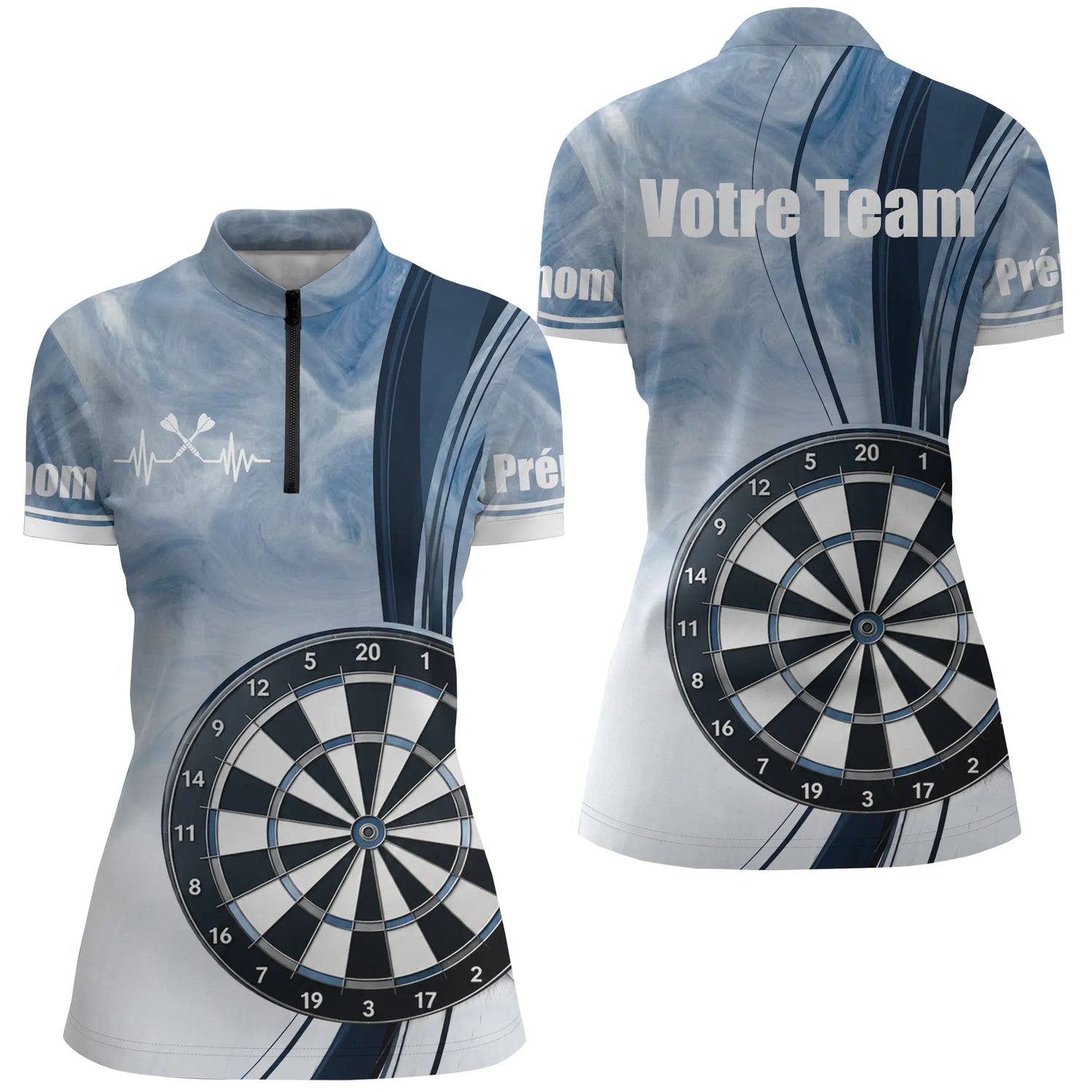 Polo Sport Fléchettes Personnalisé – Design Cible Moderne - Polo Zippé Femme