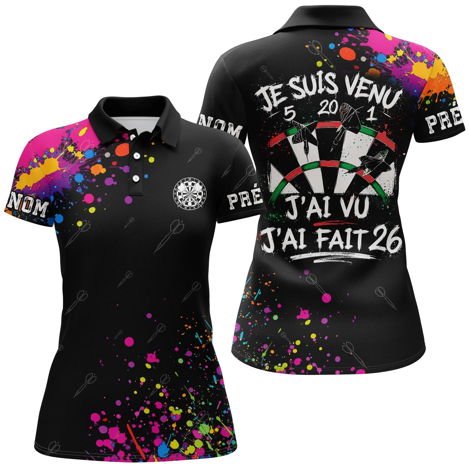 Polo Sport Fléchettes Personnalisé – Design Street Art - Polo Femme