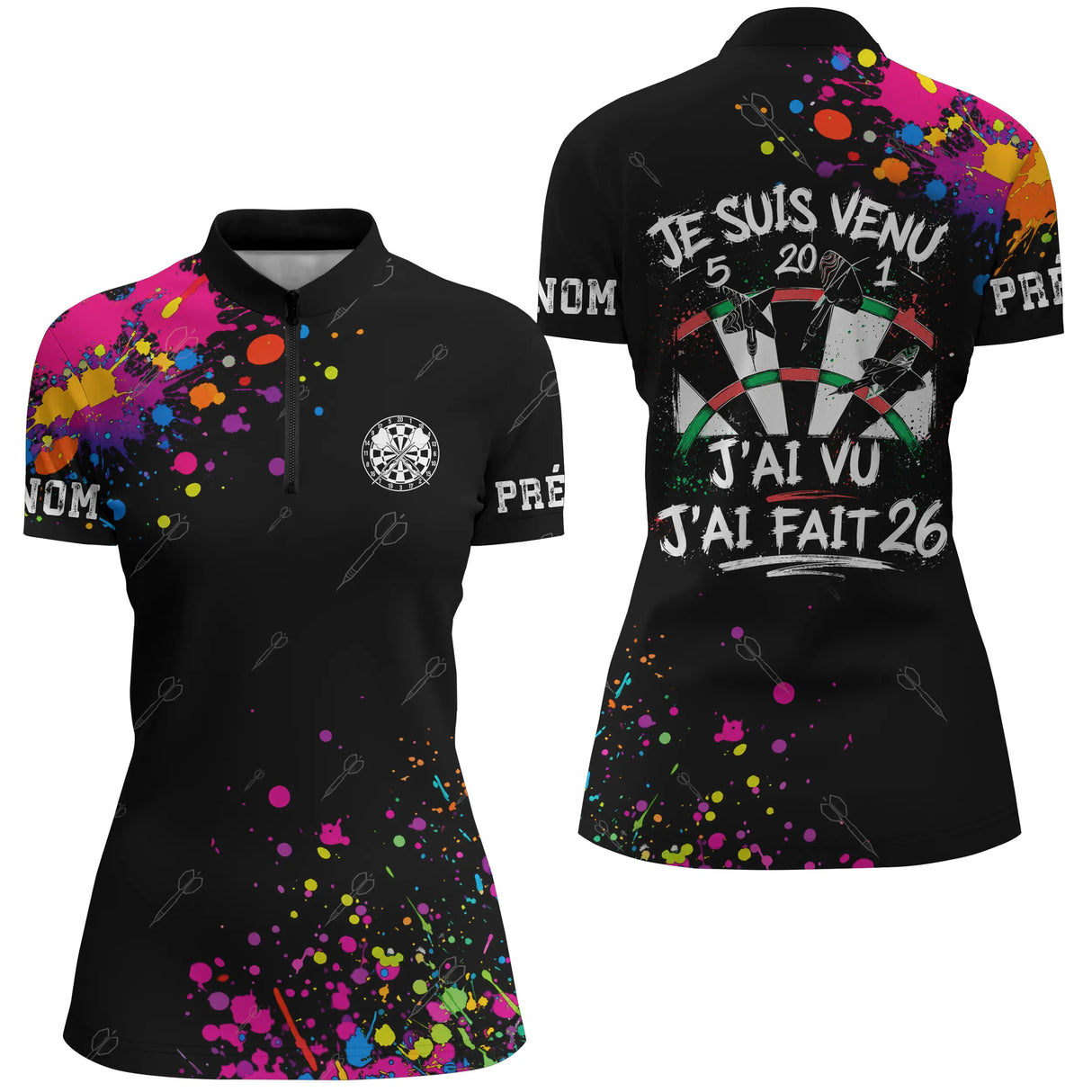 Polo Sport Fléchettes Personnalisé – Design Street Art - Polo Zippé Femme