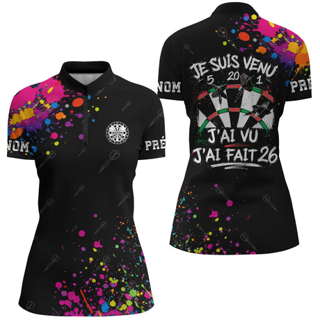 Polo Sport Fléchettes Personnalisé – Design Street Art - Polo Zippé Femme