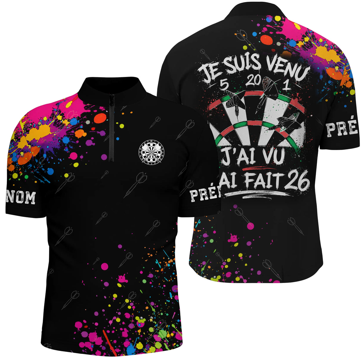 Polo Sport Fléchettes Personnalisé – Design Street Art - Polo Zippé Homme