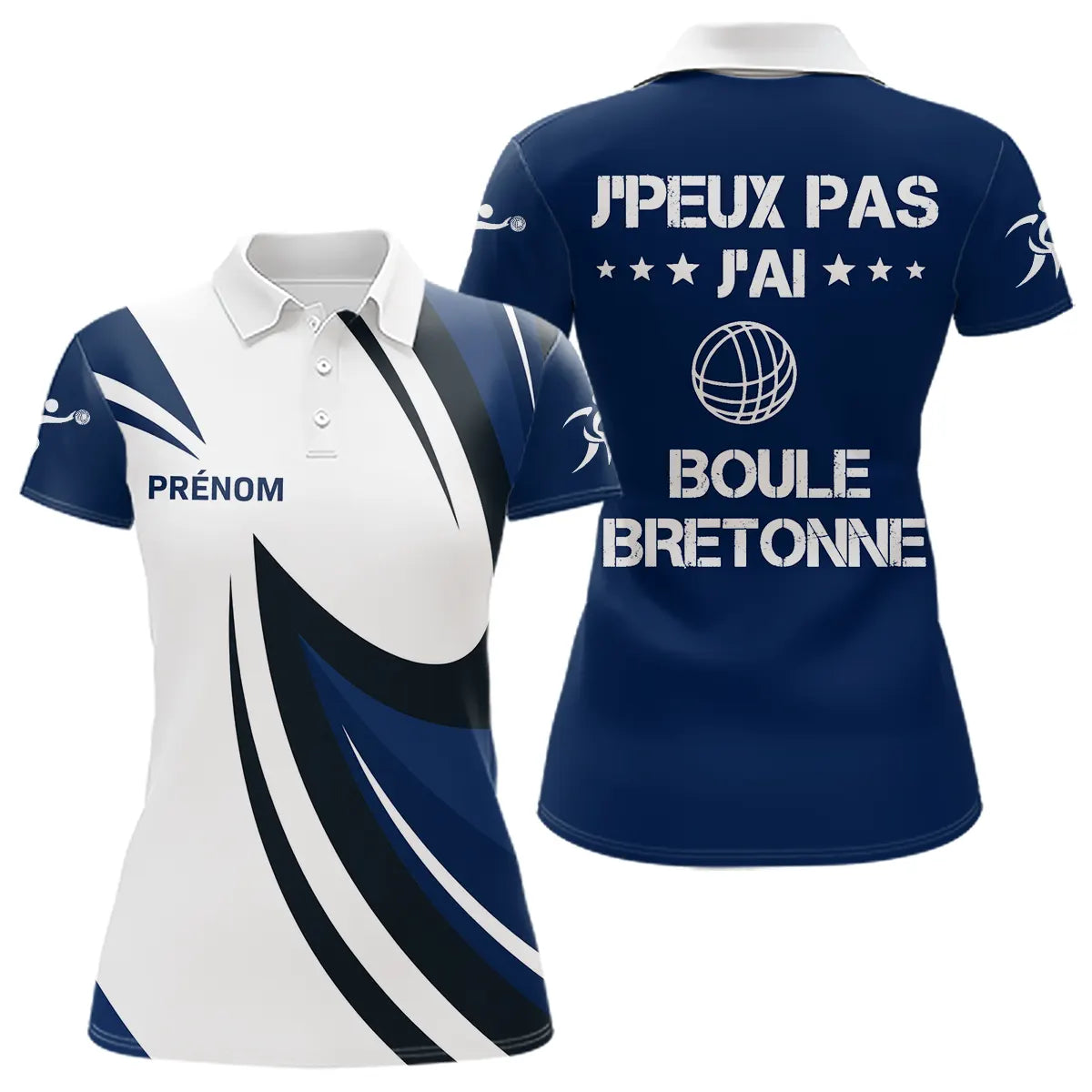 Polo Sport Pétanque Bretonne Personnalisé – Bleu Boule Passionnés - Polo Femme