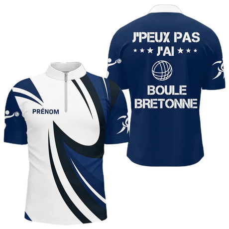 Polo Sport Pétanque Bretonne Personnalisé – Bleu Boule Passionnés - Polo Zippé Homme