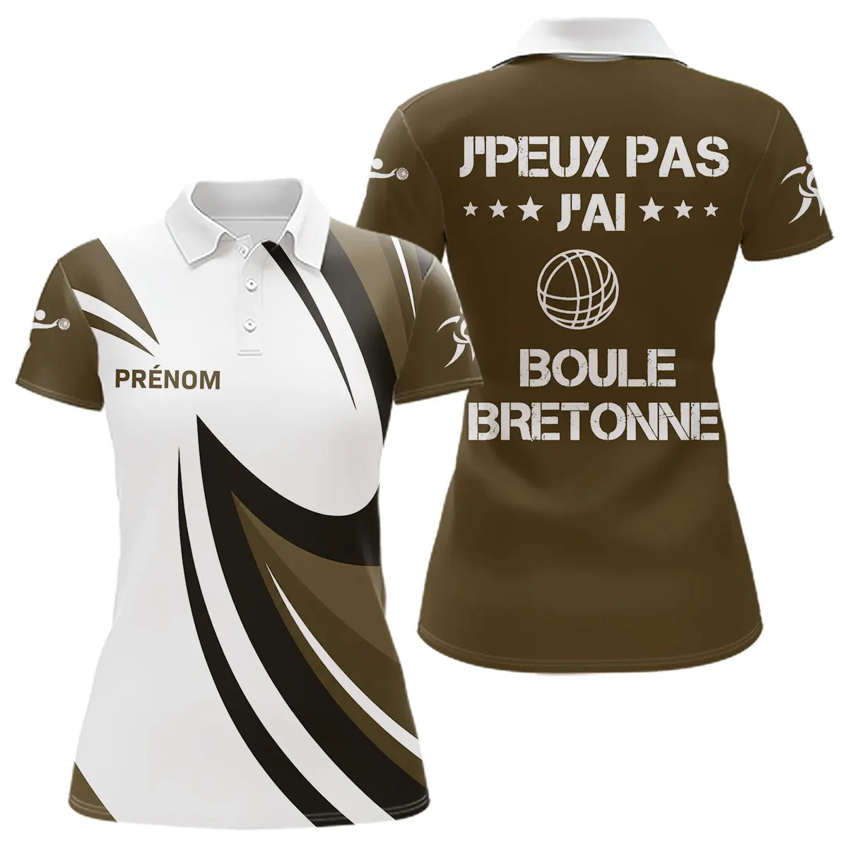 Polo Sport Pétanque Bretonne Personnalisé – Marron Boule Passionnés - Polo Femme