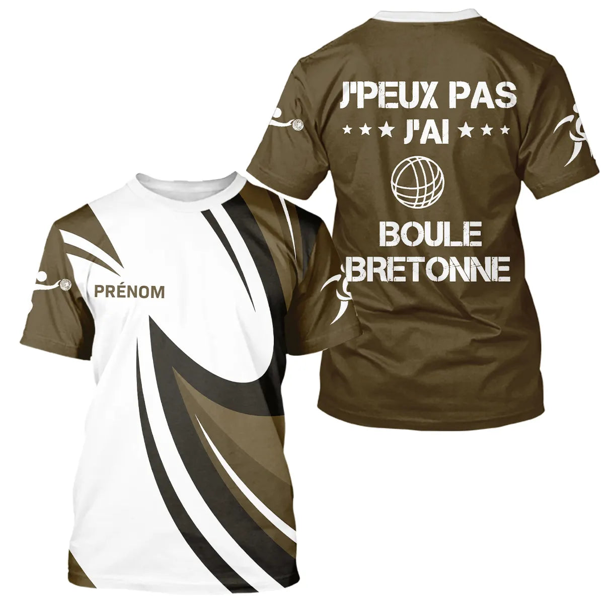 Polo Sport Pétanque Bretonne Personnalisé – Marron Boule Passionnés - T-Shirt Homme