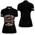 Polo Sport Pétanque Noir Personnalisé - J'peux Pas J'ai Pétanque - Polo Zippé Femme