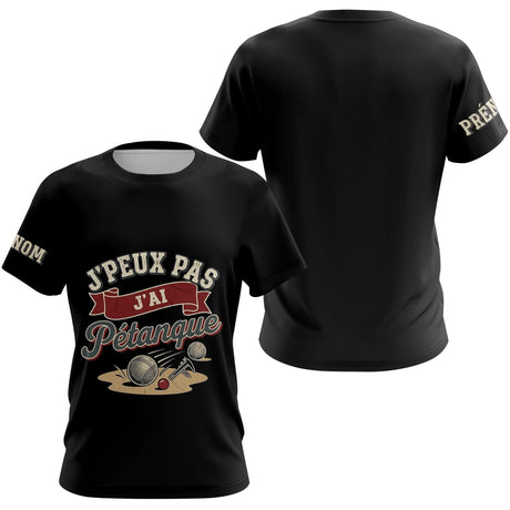 Polo Sport Pétanque Noir Personnalisé - J'peux Pas J'ai Pétanque - T-Shirt Femme