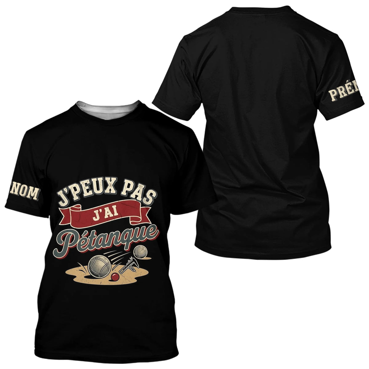 Polo Sport Pétanque Noir Personnalisé - J'peux Pas J'ai Pétanque - T-Shirt Homme