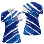 Polo Sport Pétanque Nom et Club - Bleu & Blanc Personnalisable - Polo Zippé Femme