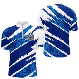 Polo Sport Pétanque Nom et Club - Bleu & Blanc Personnalisable - Polo Zippé Homme