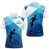 Polo & T-Shirt Pétanque Personnalisé - Design Bleu Rayé Prénom - Polo Homme