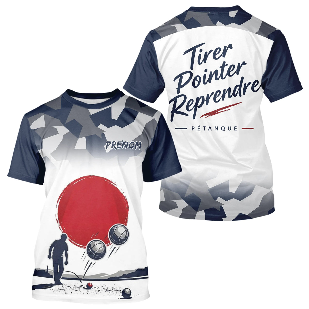 Polo Tenue Club Pétanque Personnalisé - Bleu Camo Équipement - T-Shirt Homme